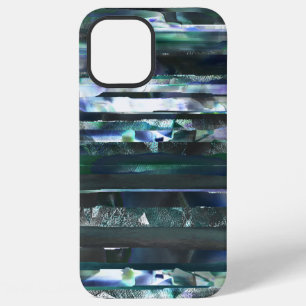 Cyan torn stripes of smeared and grainy textures iPhone 12 pro max case