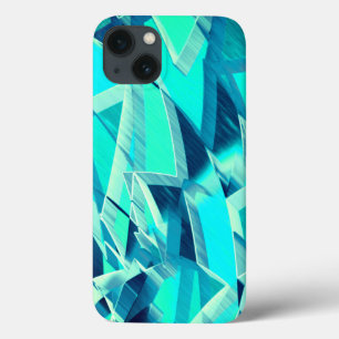 Cyan tracks with drizzles on aquamarine background iPhone 13 case