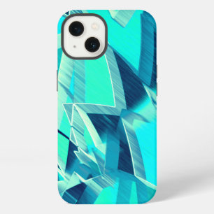 Cyan tracks with drizzles on aquamarine background iPhone 13 case