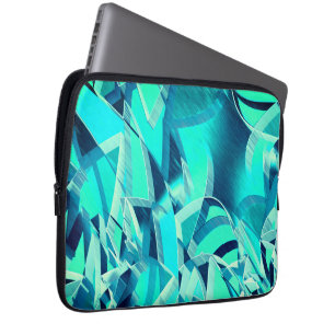 Cyan tracks with drizzles on aquamarine background laptop sleeve