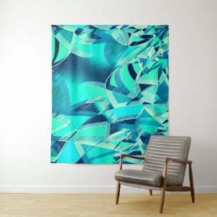 Cyan tracks with drizzles on aquamarine background tapestry