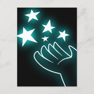 Cyan Twinkle Hand Postcard