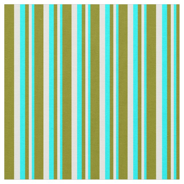 Cyan, White, and Green Stripes/Lines Pattern Fabric (Close Up)
