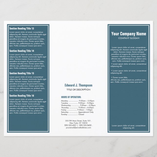 Cyan White Simple Border Brochure (Front)