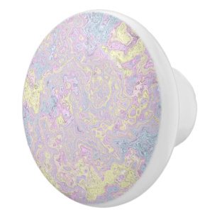 Cyan, Yellow, Magenta Swirl Ceramic Knob