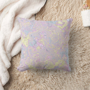 Cyan, Yellow, Magenta Swirl Cushion