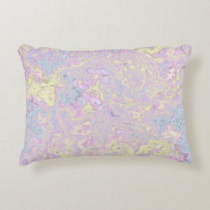 Cyan, Yellow, Magenta Swirl Decorative Cushion