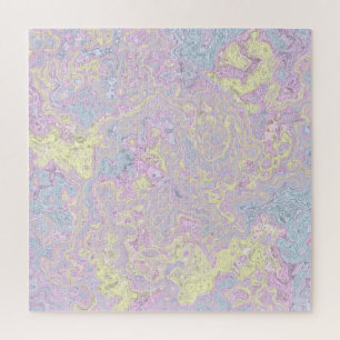 Cyan, Yellow, Magenta Swirl Jigsaw Puzzle