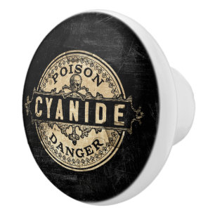 Cyanide Vintage Style Poison Label Ceramic Knob