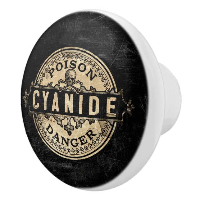 Cyanide Vintage Style Poison Label Ceramic Knob (Right)