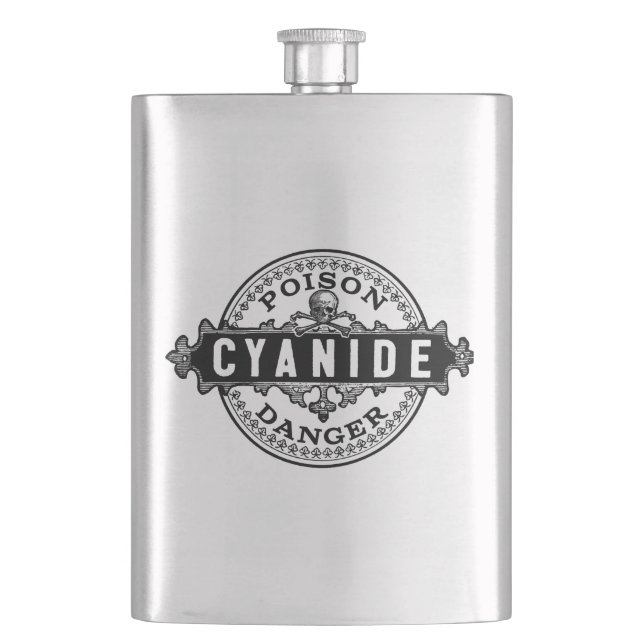 Cyanide Vintage Style Poison Label Hip Flask (Front)