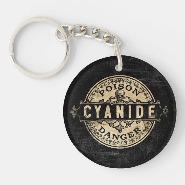 Cyanide Vintage Style Poison Label Key Ring (Front)