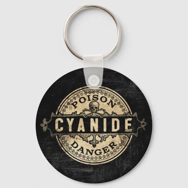 Cyanide Vintage Style Poison Label Key Ring (Front)