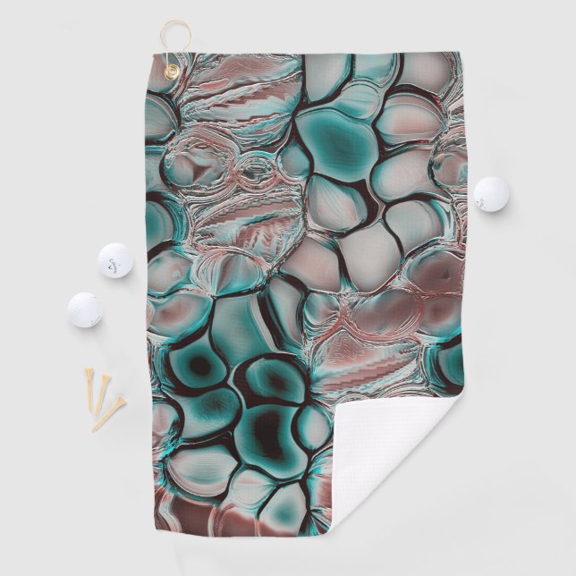 Cyanish to copper cells with soft light reflection golf towel (InSitu)