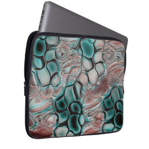 Cyanish to copper cells with soft light reflection laptop sleeve
