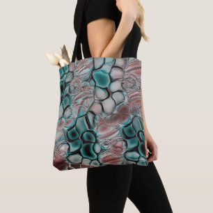 Cyanish to copper cells with soft light reflection tote bag