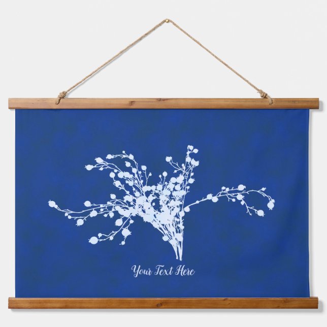 Cyano Print Berries Hanging Tapestry (Front)
