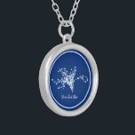 Cyano Print Berries Silver Plated Necklace<br><div class="desc">A cyano print spray of berry-laden branches. Customise by adding your own text. You may easily change the font. You may also remove the border. Feel free to ask us for assistance.</div>