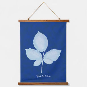 Cyano Print Bramble Leaves Hanging Tapestry