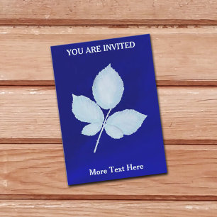 Cyano Print Bramble Leaves Invitation