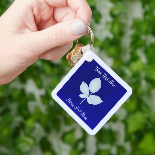 Cyano Print Bramble Leaves Key Ring (Hand)