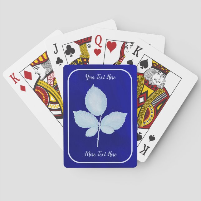 Cyano Print Bramble Leaves Playing Cards (Back)