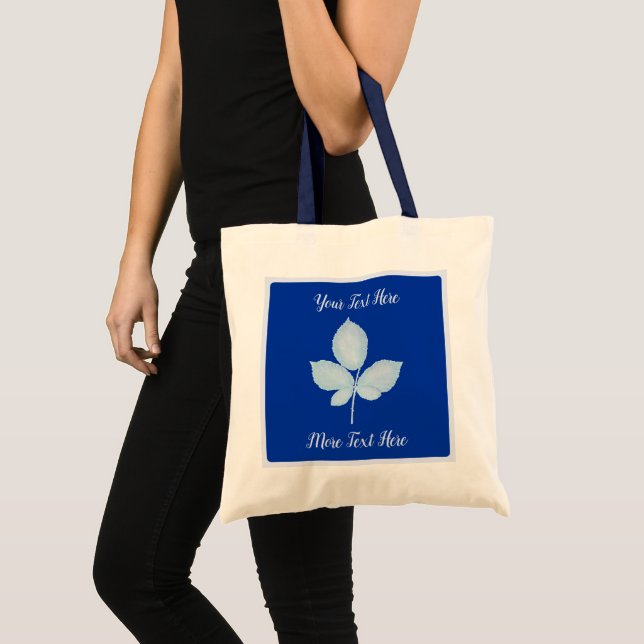 Cyano Print Bramble Leaves Tote Bag (Front (Product))