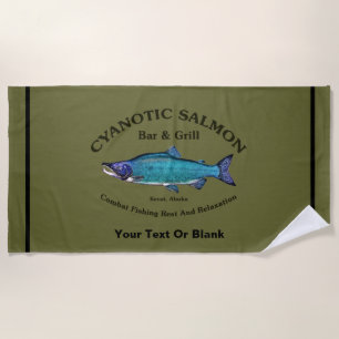 Cyanotic Salmon Bar & Grill Beach Towel
