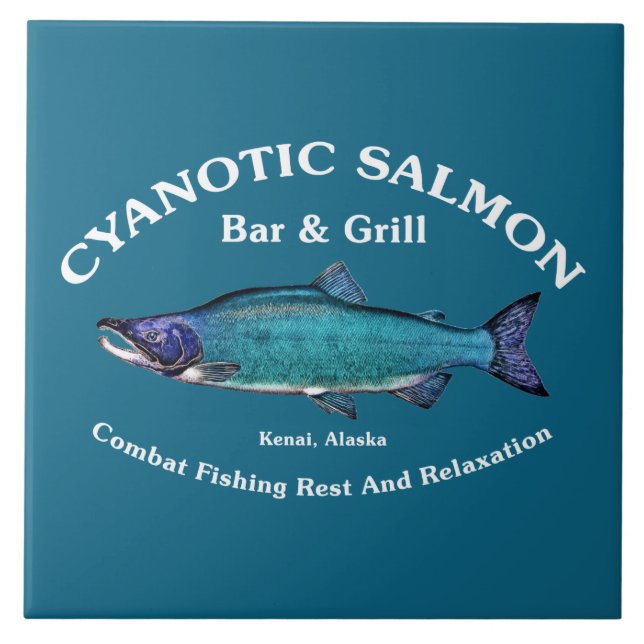 Cyanotic Salmon Bar & Grill Ceramic Tile (Front)