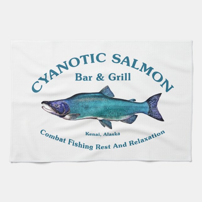 Cyanotic Salmon Bar & Grill Tea Towel (Horizontal)