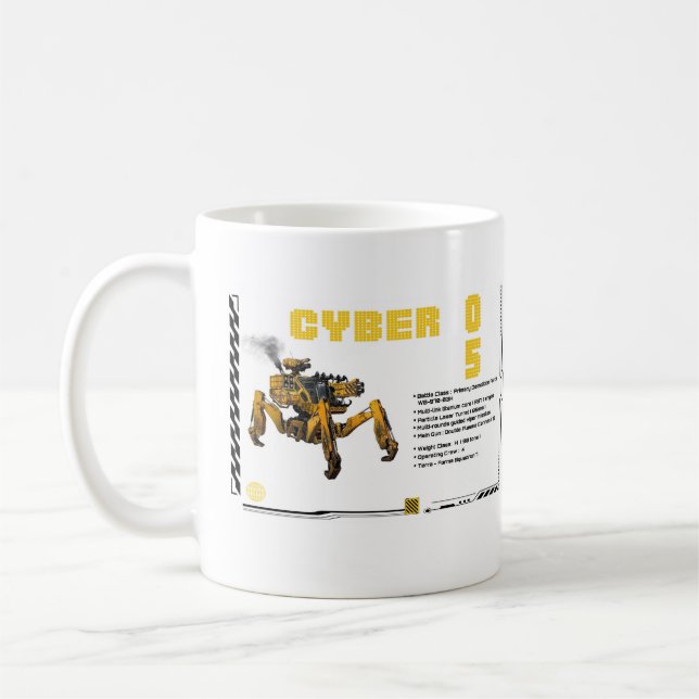 Cyber 05 Mech Robot Design Coffee Mug (Left)