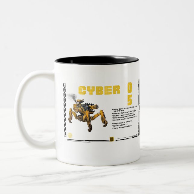 Cyber 05 Mech Robot Design Two-Tone Coffee Mug (Left)