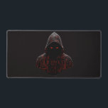 Cyber Assassin Desk Mat<br><div class="desc">Step into the shadows with the 'Cyber Assassin' design. This piece features a mysterious hooded figure detailed with glowing red circuit patterns and tech-inspired runes. It's the perfect blend of futuristic cyberpunk vibes and dark, minimalist aesthetics. Ideal for anyone who loves high-contrast streetwear, techwear, or gritty gaming art. Make a...</div>