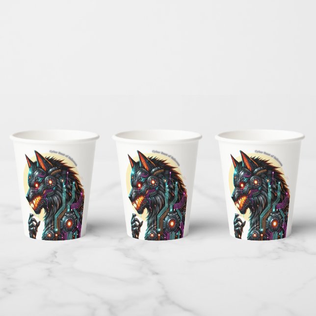 Cyber Beast of Halloween Paper Cups (Multi)