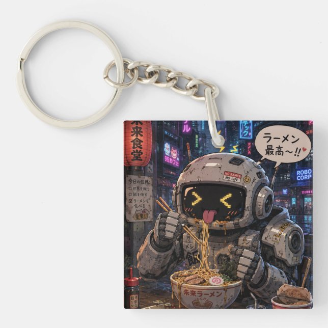 Cyber Bites – Robot Ramen Night Key Ring (Front)