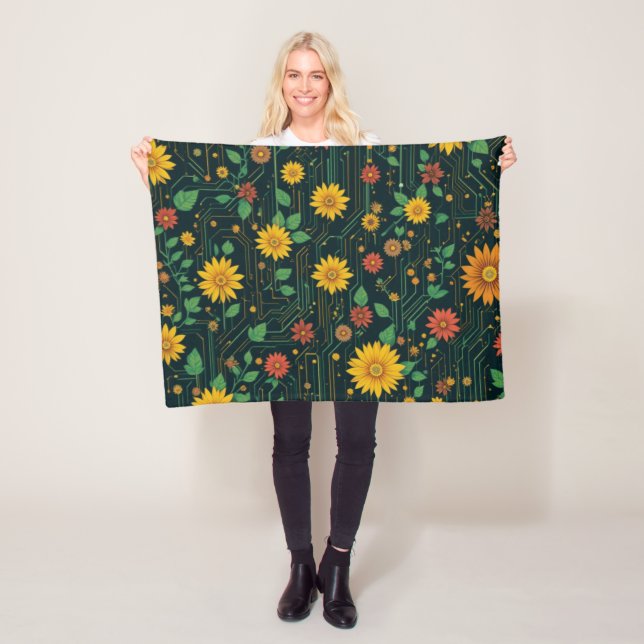Cyber Bloom Fleece Blanket (In Situ)