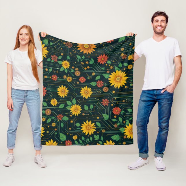 Cyber Bloom Fleece Blanket (In Situ)
