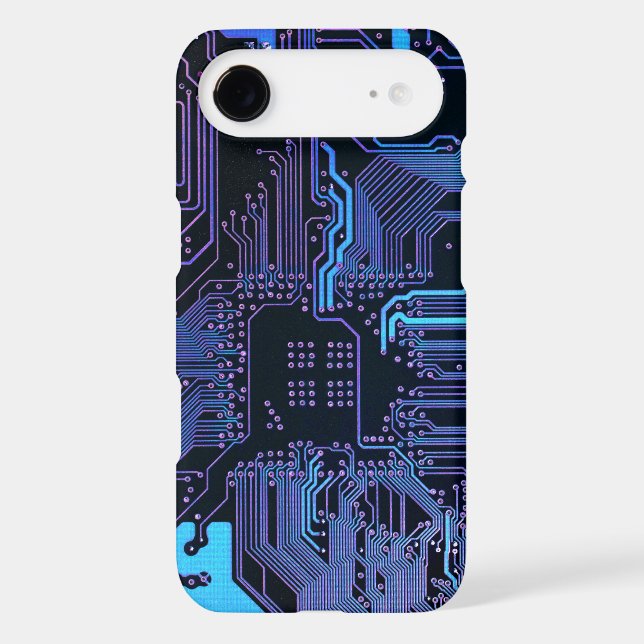 Cyber Blue PCB Circuit Board Trace Pattern Art (Back)