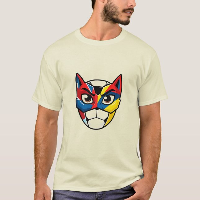 Cyber Cat | Futuristic Neon Cat Face Graphic Tee (Front)