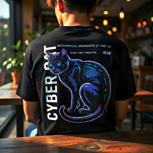 Cyber Cat Futuristic Tech Design for Cat Lovers T-Shirt