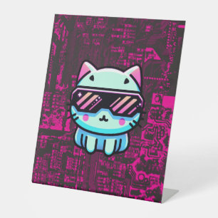 Cyber Cat Pedestal Sign