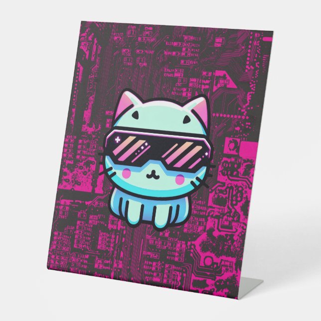 Cyber Cat Pedestal Sign (Front)