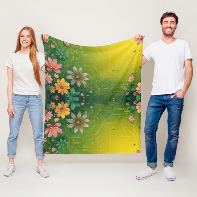 Cyber Chartreuse Fleece Blanket (In Situ)