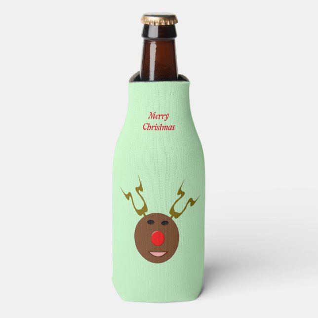 Cyber Christmas Reindeer Custom Bottle Cooler (Bottle Front)