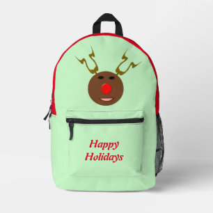 Cyber Christmas Reindeer Custom Printed Backpack