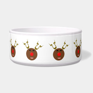 Cyber Christmas Reindeer Dog Bowl