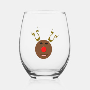 Cyber Christmas Reindeer Stemless Wine Glass