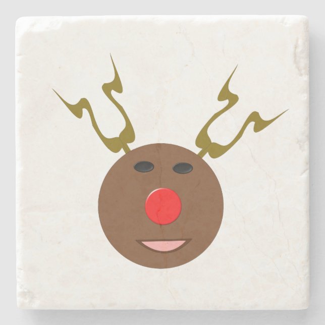 Cyber Christmas Reindeer Stone Coaster (Front)