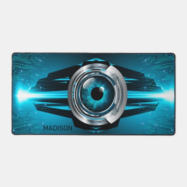 Cyber Circuit Eye Custom Name Desk Mat (Front)