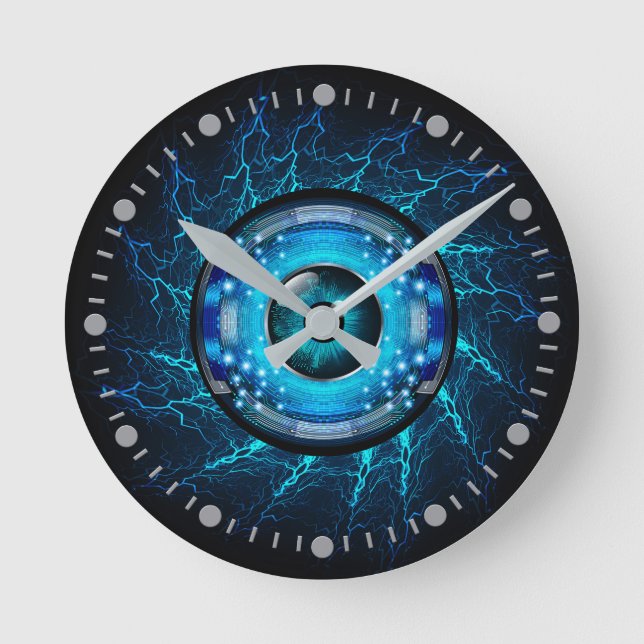 Cyber Circuit Eye Round Clock (Front)